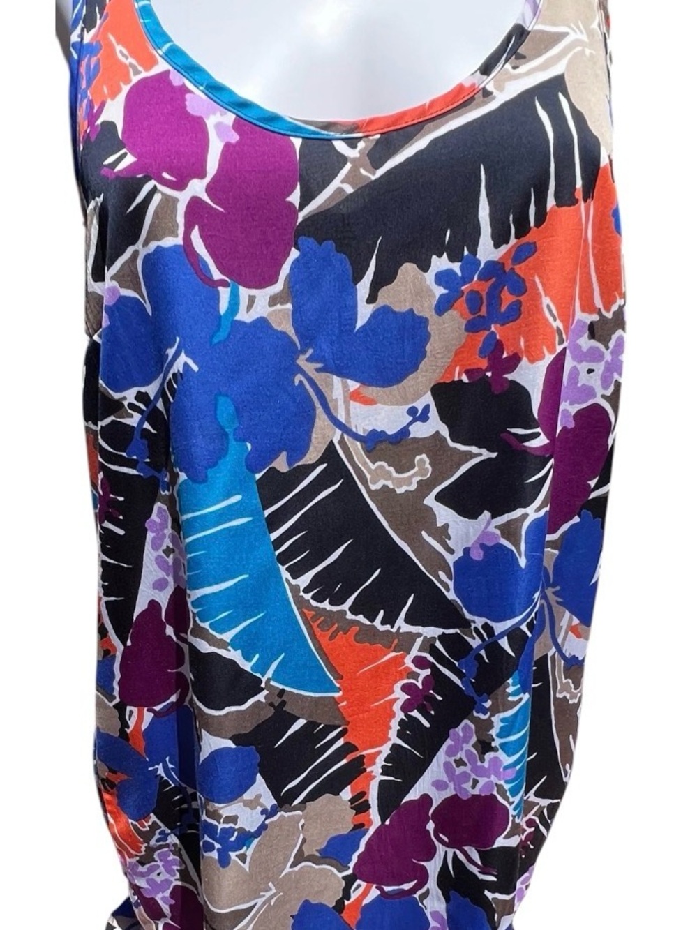 Apostrophe Vibrant Floral Tank Maxi Dress in Blue, Purple & Orange. Size M.